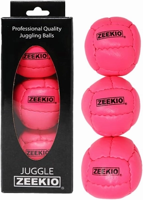 Zeekio - Galaxy Juggling Ball - Professional Grade - Suitable for All Levels & Ages - Premium 12 Panel Genuine Leather Ball Durable - 130 Grams 67mm - Set of 3 - Pink