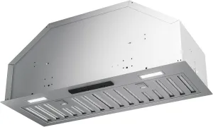 Zephyr AK8100BS Range Hood 600 CFM Power 3 Speed Fan Tornado I Canopy Vent Insert with Angled Housing, Hybrid Baffle Filters and Dual LED Lights