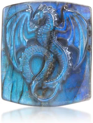ZORZA 1Pcs Natural Labradorite Dragon Hand Carved Dragon Pterosaur Quartz Reiki Stone Sculpture Statue for Healing and Energy Balancing