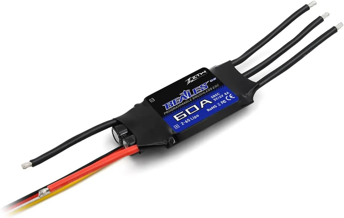 ZTW Beatles G2 60A ESC with SBEC Output 8A/5.0,6.0V for RC Drone RC Helicopter (ZTW Beatles 60A ESC)