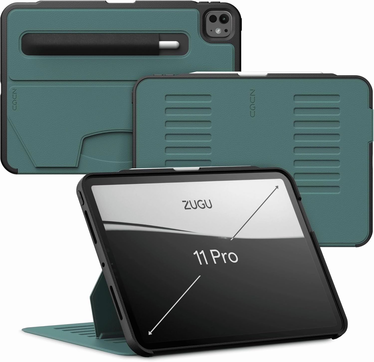ZUGU Case for iPad Pro 11 (M4) 2024, Slim Protective Cover with Apple Pencil Holder, Auto Wake/Sleep, Multiple Viewing Angles, iPad Pro 11 Inch Case, Sturdy & Durable Phone Cover, Pine