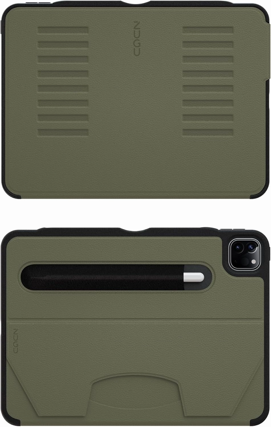 Zugu Case for iPad Pro 11 (M4) 2024, Slim Protective Cover with Apple Pencil Holder, Auto Wake/Sleep, Multiple Viewing Angles, iPad Pro 11 Inch Cover, Phone Protector, Olive Green