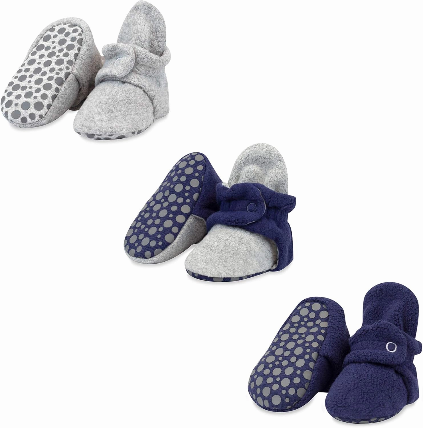 Zutano Cozie Fleece Baby Booties with Grippers, Stay-On Baby Shoes, Bundle, 24M