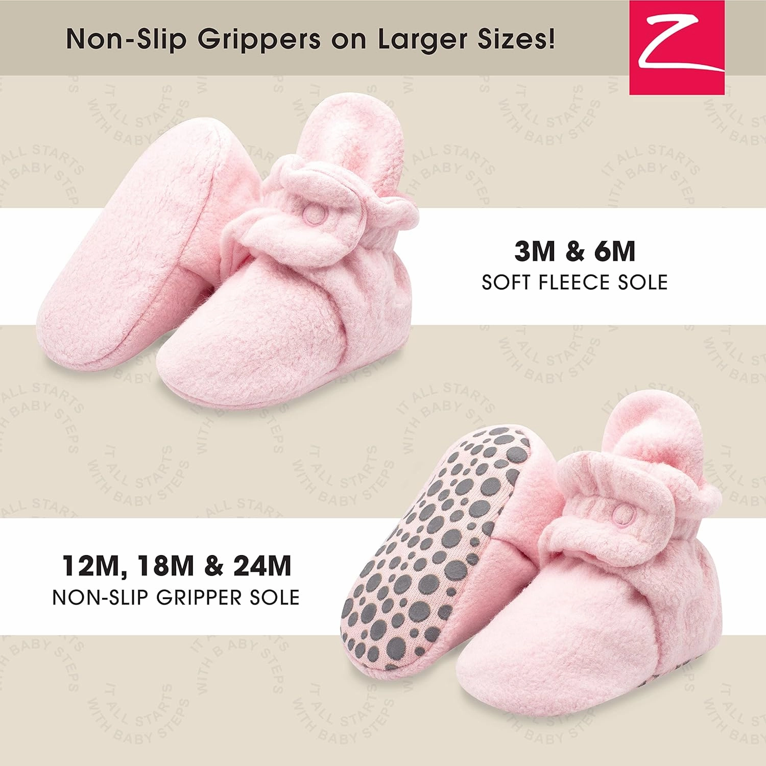 Zutano Unisex Fleece Baby Booties, Two Snap Closure, Newborn to 24 Months