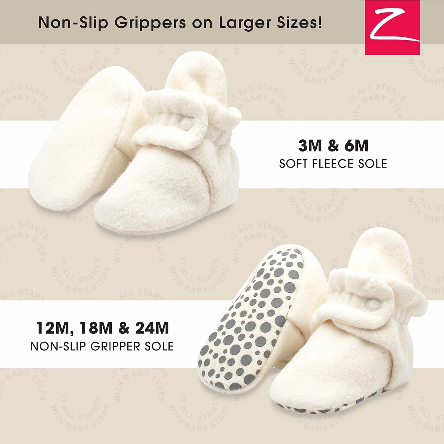 Zutano Unisex Fleece Baby Booties, Two Snap Closure, Newborn to 24 Months