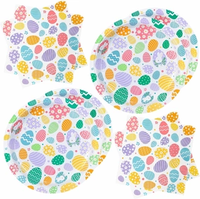 ZVK Easter Paper Plates and Napkins Set Disposable Party Supplies 9" Party Dinner Plates, 13" Party Napkins Easter Egg Paper Dinnerware Set Serve 30 for Easter Table Decorations
